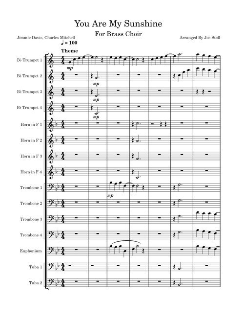 You are my sunshine – Misc Traditional You are my sunshine Brass Band – Misc Traditional You_Are_My_Sunshine