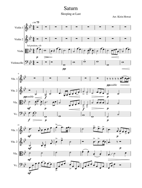 Saturn - Sleeping at Last (String Quartet)