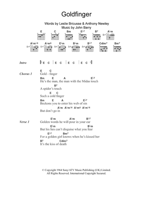 Goldfinger - Shirley Bassey (Guitar Chords-Lyrics)