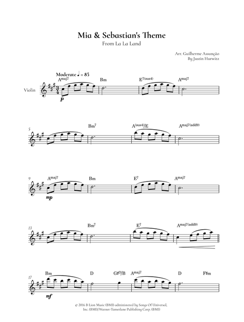 Mia & Sebastian's Theme (Arr. Guilherme Assunção) - Justin Hurwitz (Violin Solo)