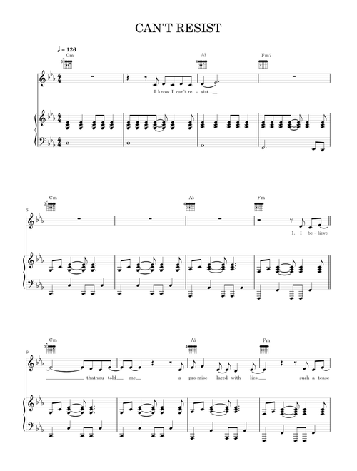Can't Resist - Texas in July (Piano-Voice-Guitar)