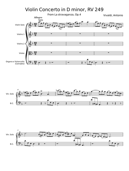 Violin Concerto in D minor, RV 236 - Antonio Vivaldi
