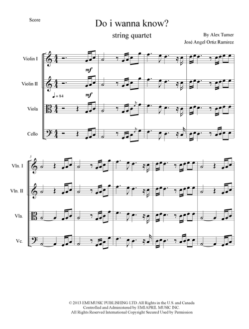 Do I Wanna Know? (Arr. José angel Ortiz ramirez) - Arctic Monkeys (String Quartet)
