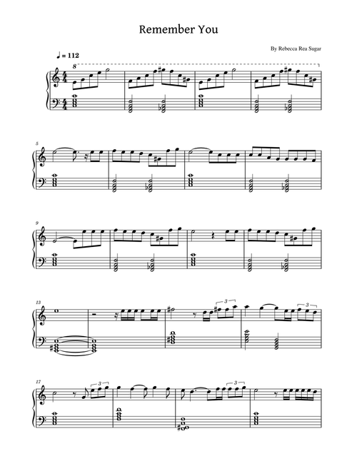 Remember You (Arr. poon) - Rebecca Rea Sugar (Easy Piano)