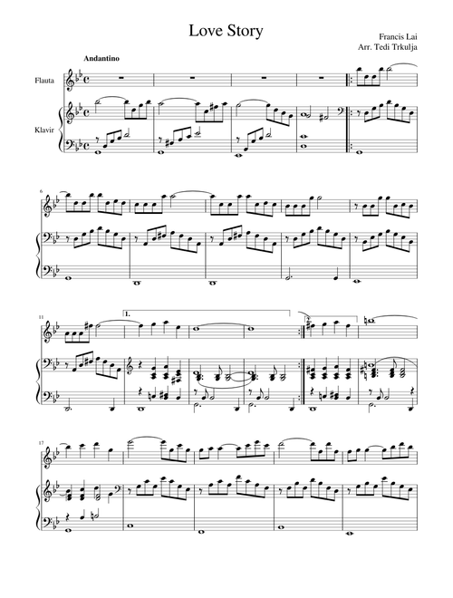 Love story (where do I begin) for flute/violin and piano!!!