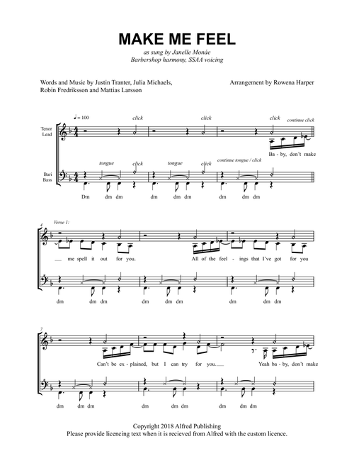 Make Me Feel (Arr. Rowena Harper) - Janelle Monae (Choral, SSAA)