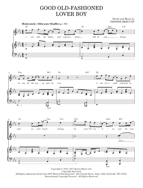 Good old fashioned lover boy - Queen (Piano Vocal)