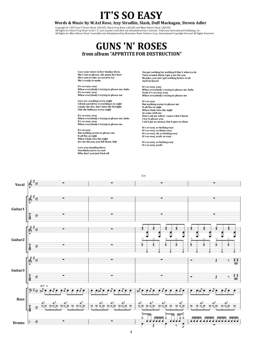 It's So Easy (Arr. from68) - Guns N' Roses (Guitar Tab)