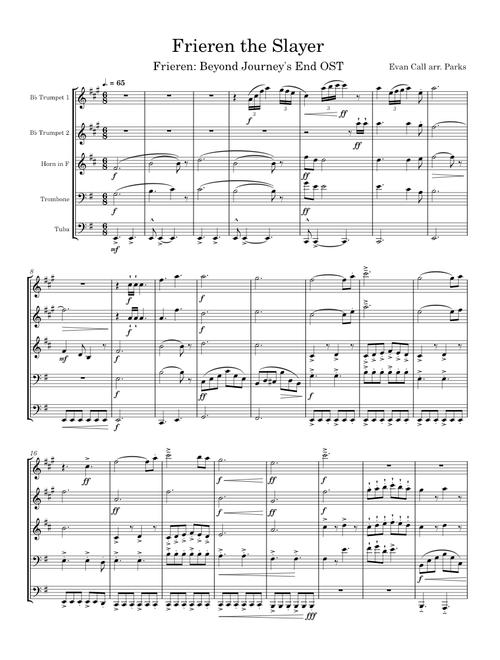 Frieren the Slayer for Brass Quintet - Frieren: Beyond Journey's End - Evan Call