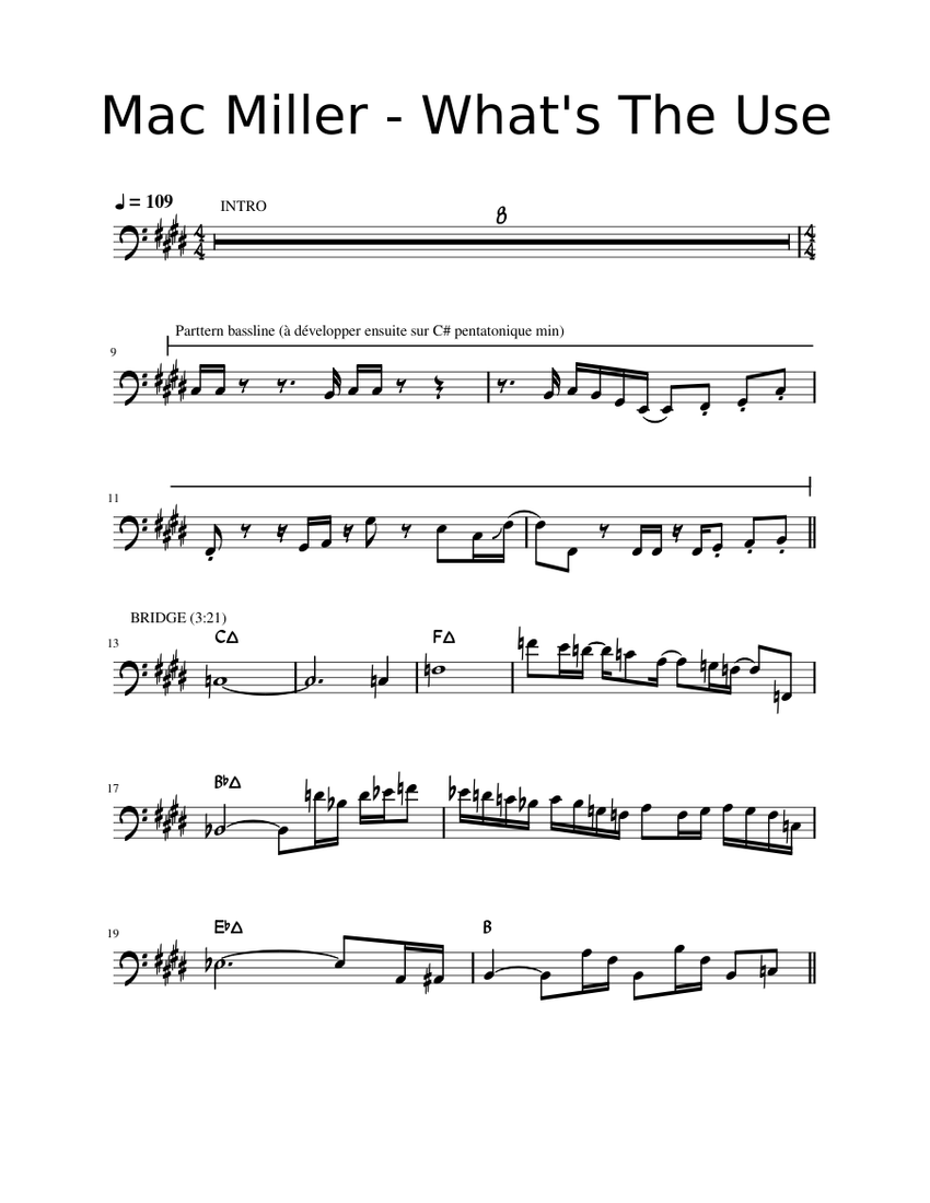 Mac Miller What's The Use Sheet music for Voice (other) (Solo