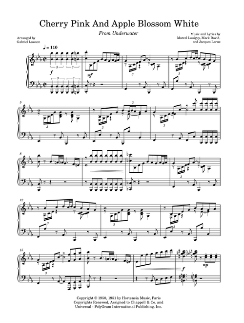 Cherry Pink And Apple Blossom White (Arr. Gabriel Lawson) - Perez "Prez" Prado (Piano Solo)