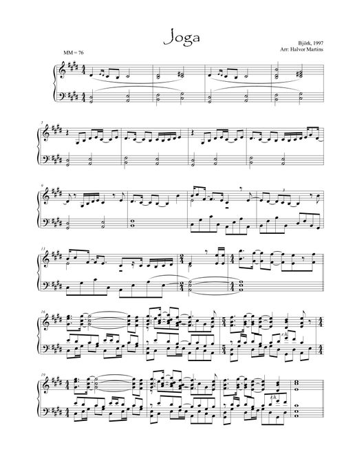 Joga (Arr. Piano Palt) - Bjork (Piano Solo)