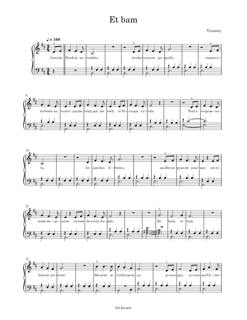 Et bam Vianney Sheet music for Piano (PianoVoice)