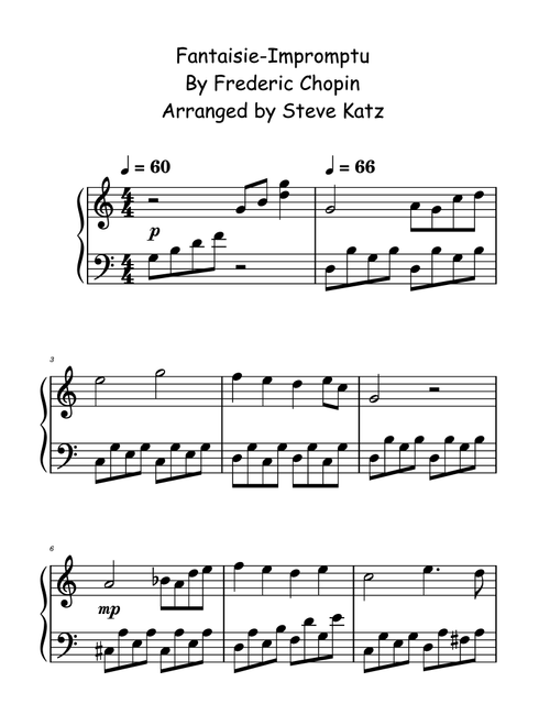 Fantaisie-Impromptu (Arr. Steve Katz) - Frederic Chopin (Easy Piano)