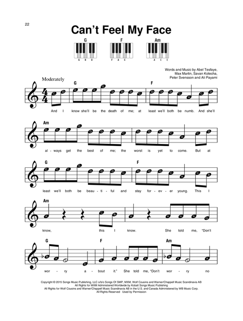 Can't Feel My Face - The Weeknd (Super Easy Piano)