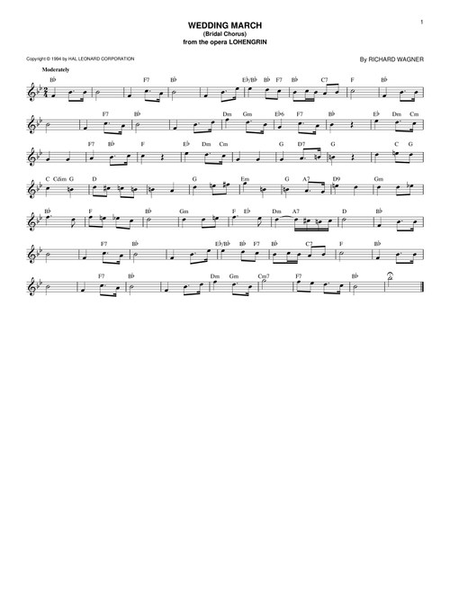 Wedding March (Bridal Chorus) - Richard Wagner (Lead Sheet - Fake Book)