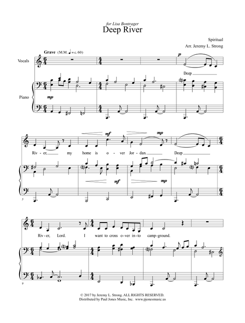 Deep River (Arr. Jeremy Strong) - Spiritual (Piano Vocal)