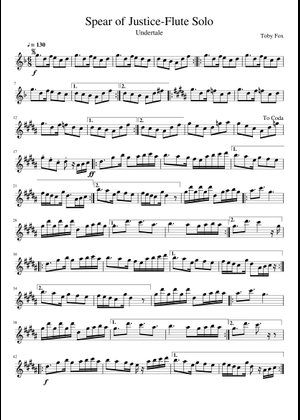 Undertale OST - Spear of Justice! Sheet Music for Tambourine, Flute ...