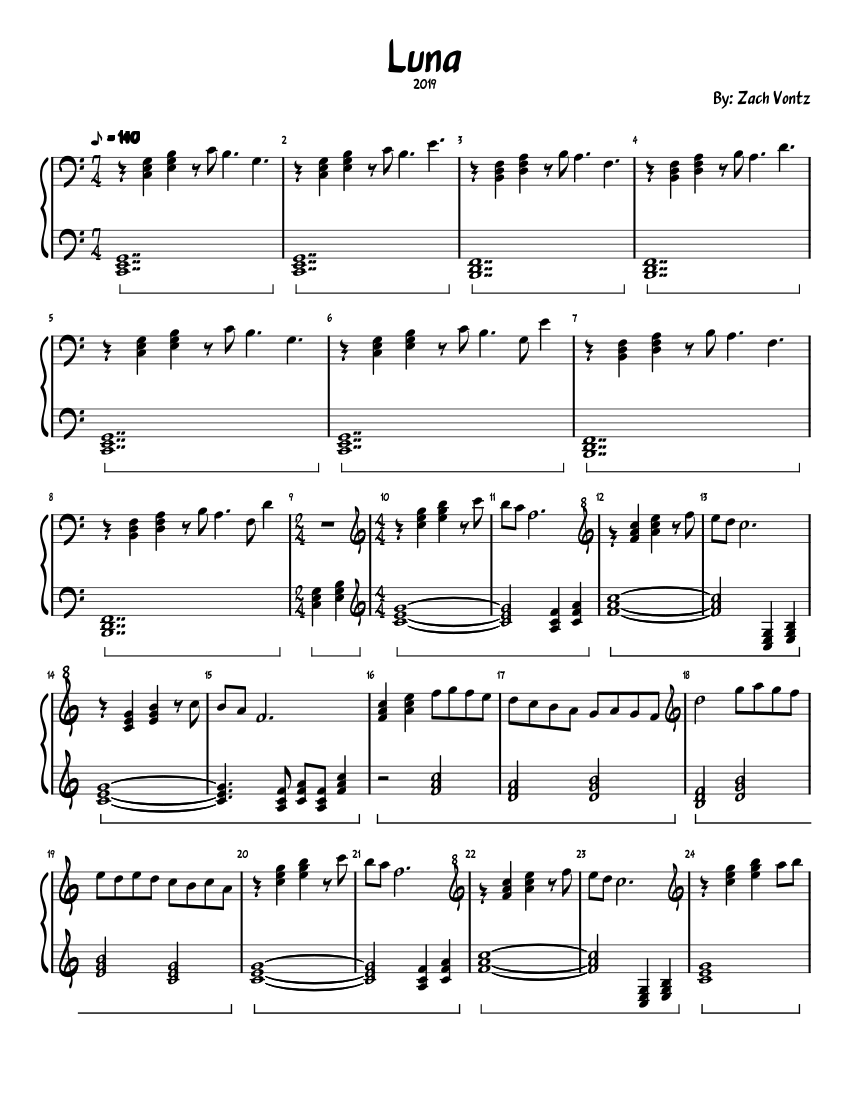 Luna Sheet Music for Piano (Solo) easy | MuseScore.com