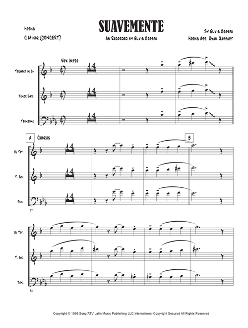Suavemente (Arr. Ryan Gabbart) - Elvis Crespo (Small Ensemble)