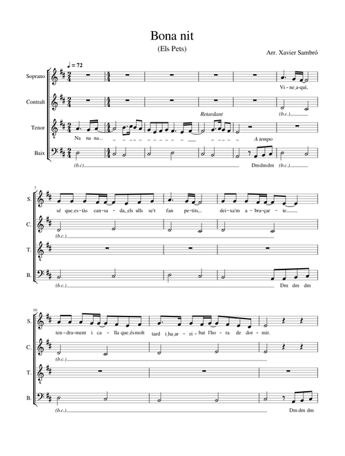 Bona nit (Els Pets) SATB