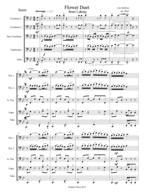 Low Brass-Flower Duet from Latke-Score (Arr. Bud Caputo) - Delibus (Brass Ensemble)