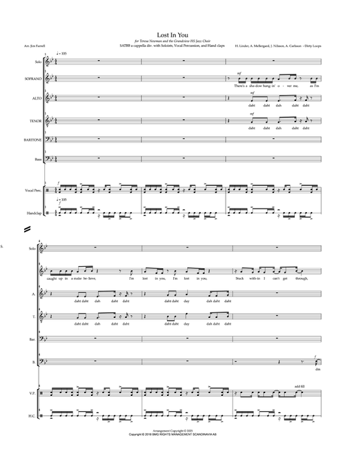 Lost In You (Arr. Jim Farrell) - Dirty Loops (Choral, SATB divisi)