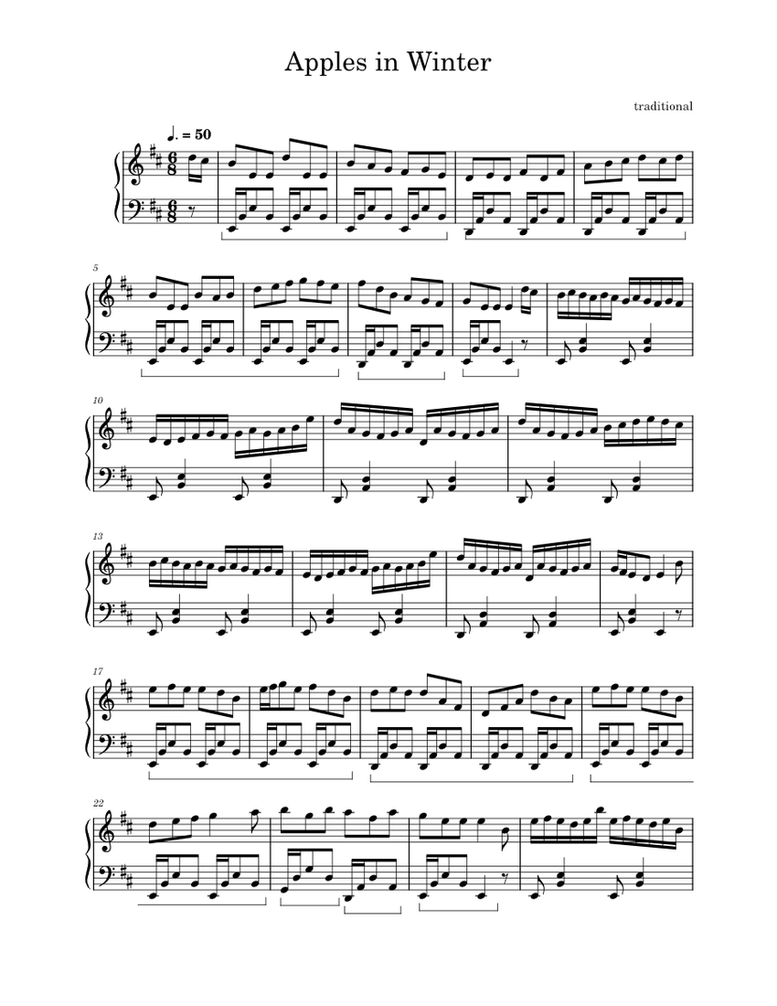 Apples In Winter – Misc Traditional, arranged by Tom Vogel Sheet Music ...