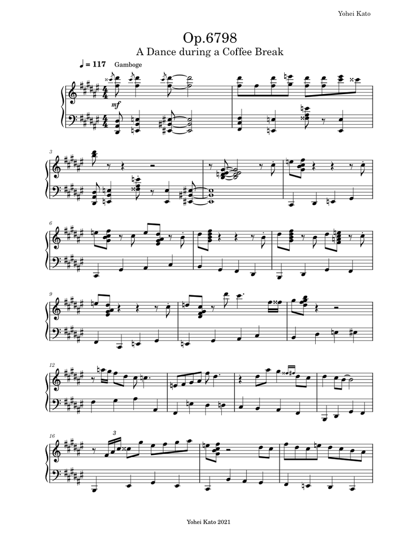 Op.6798 A Dance during a Coffee Break Sheet music for Piano (Solo