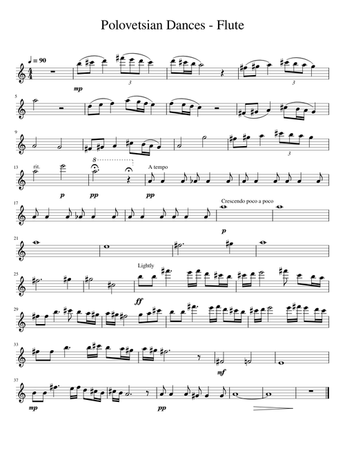Polovtsian dances prince igor – Alexander Borodin Polovetsian Dances - Flute