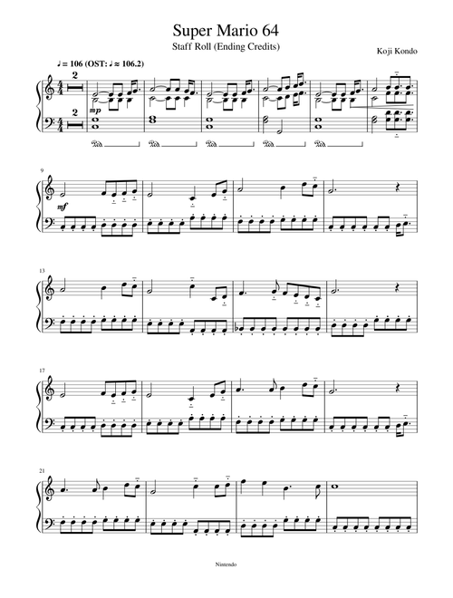 Super Mario 64 Staff Roll (Ending Credits) (Piano)