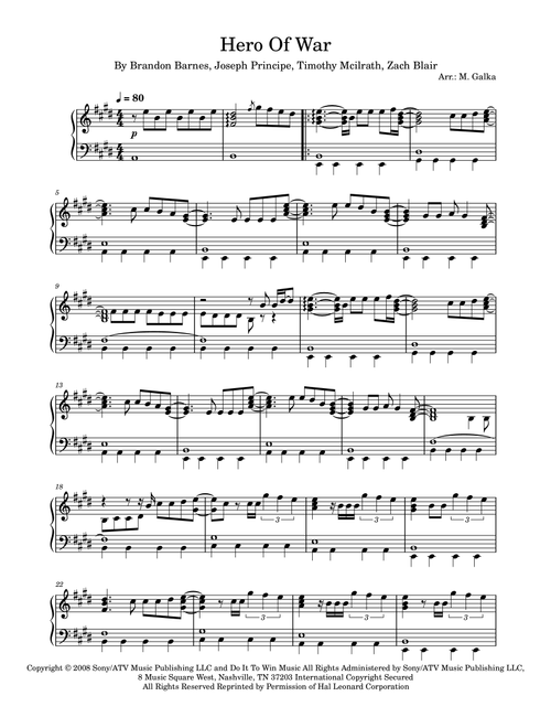 Hero Of War (Arr. M. Galka) - Rise Against (Piano Solo)