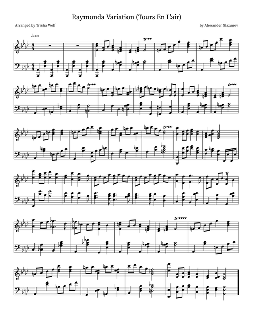 Raymonda Variation (Tours En L'air) (Arr. Trisha Wolf) - Alexander Glazunov (Piano Solo)
