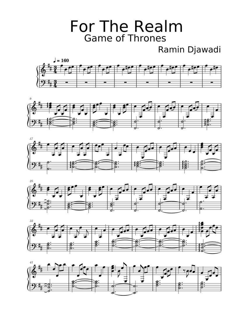 For_The_Realm Sheet music for Piano (Solo) Easy | Musescore.com