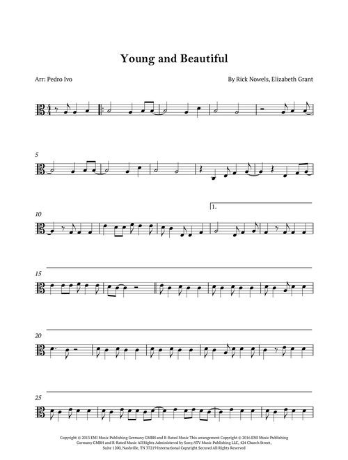 Young And Beautiful (Arr. Pedro Ivo) - Lana Del Ray (Viola Solo)