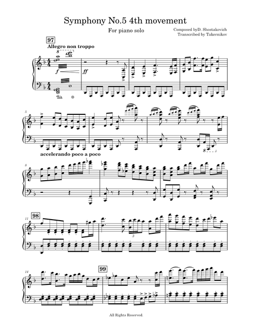 Shostakovich Symphony No5 4th movement for piano solo