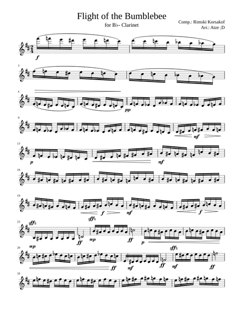 97866 Flight of the Bumblebee for B Clarinet