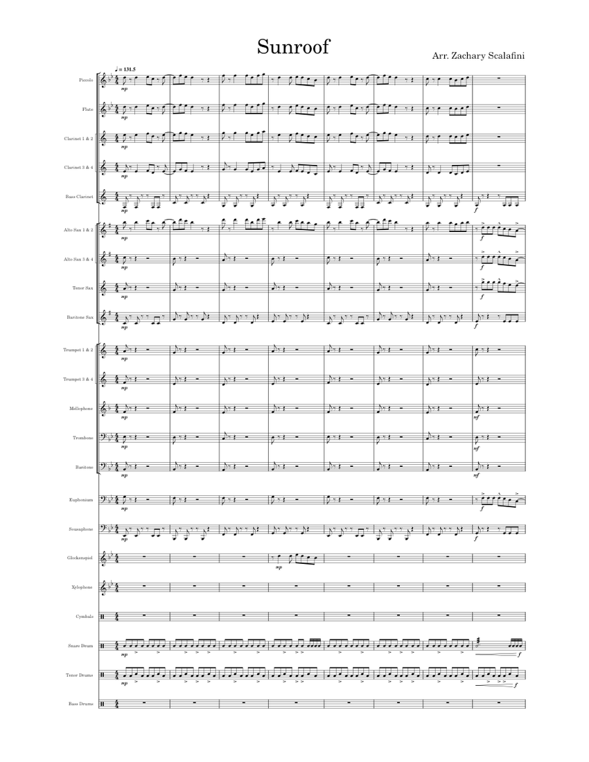 Sunroof Sheet music for Trombone, Euphonium, Flute piccolo, Flute & more instruments (Marching