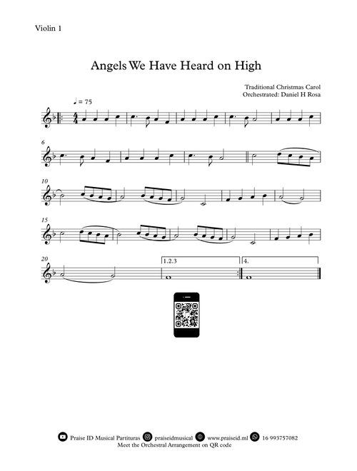 Angels We Have Heard on High  - Gloria in excelsi Deo - Easy Violin (Arr. Daniel H Rosa) - Traditional Christmas Carol (Violin Solo)