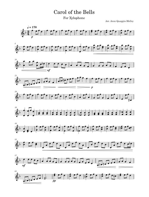 Carol of the Bells for Xylophone