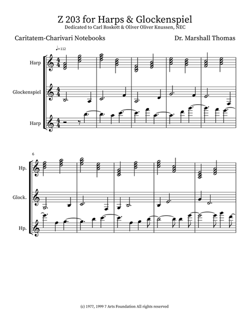 Z 203 for Harps & Glockenspiel - Celebrity Chamber Players (Small Ensemble)