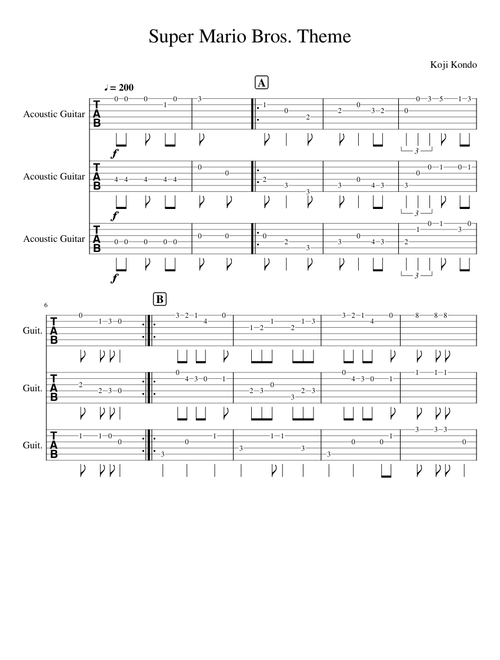 Super Mario Bros Theme for Guitar