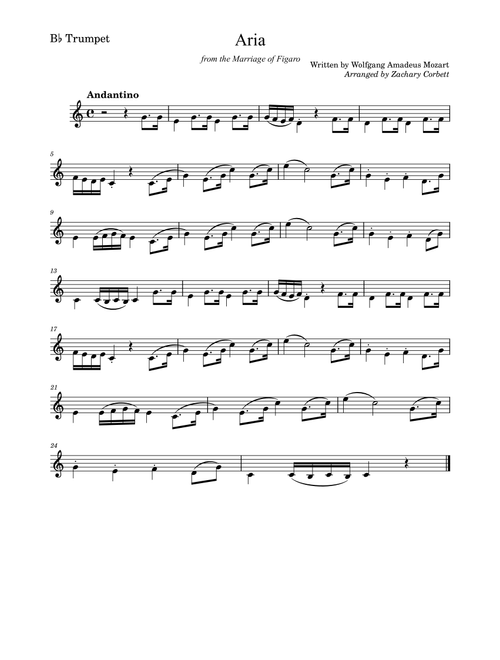 Aria from the Marriage of Figaro (Arr. Zachary Corbett) - Wolfgang Amadeus Mozart (Trumpet Solo)