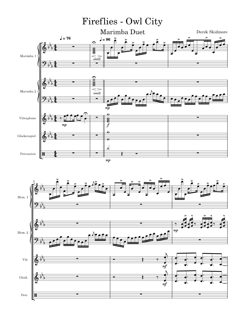 Fireflies Owl City Sheet music for Vibraphone, Glockenspiel, Drum