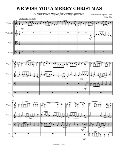 RZ Music - We Wish You A Merry Christmas (Fugue for String Quartet)