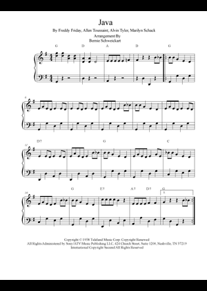 Play Official version of Java Sheet Music by Allen Toussaint for Piano ...