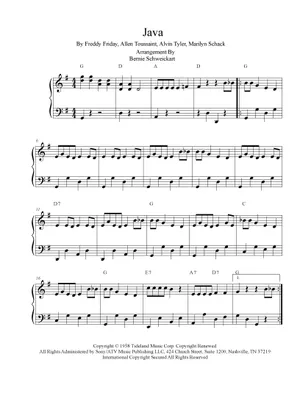 Play Official version of Java Sheet Music by Allen Toussaint for Piano ...