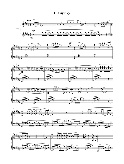 Glassy Sky (Arr. Yutaka Yamada) - Risa Gomamoto, Norio Aono (Piano Solo)