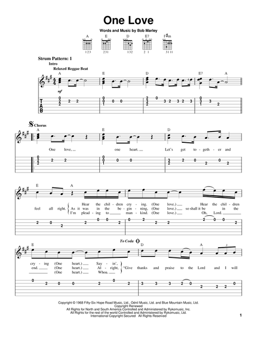 One Love - Bob Marley (Easy Guitar with TAB)