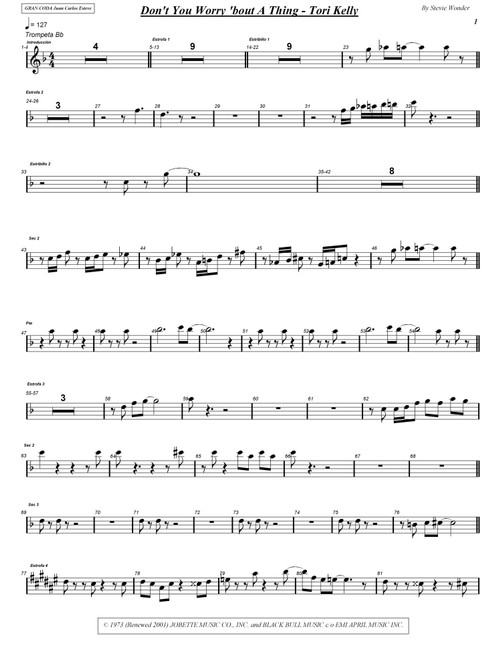 Don't You Worry 'bout A Thing (Arr. juan carlos esteve / Gran Coda) - Stevie Wonder (Instrumental Duet)